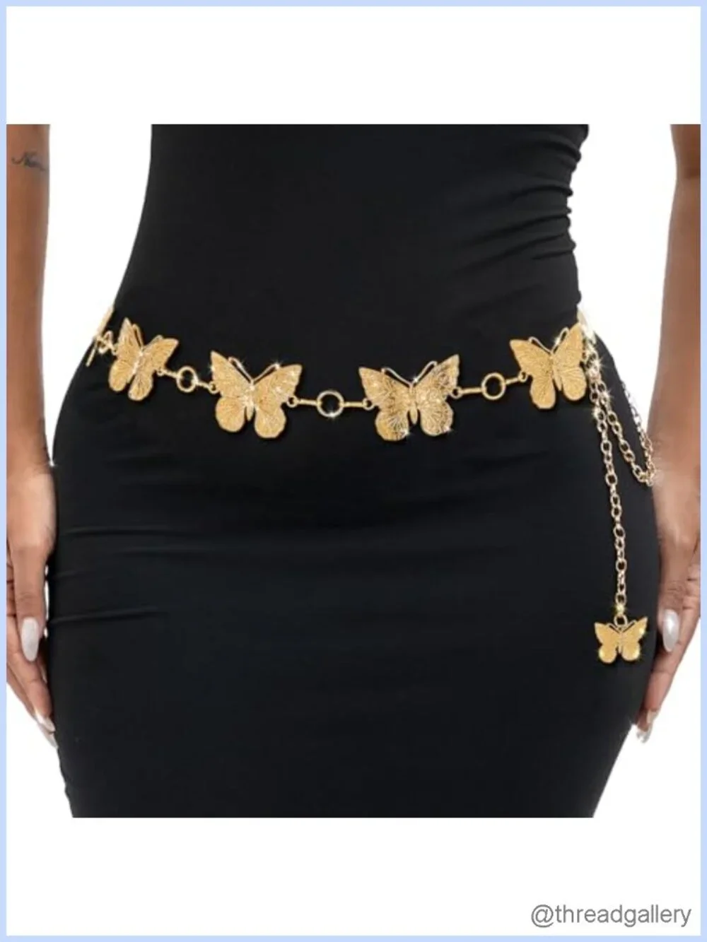 Butterfly Belt Chain Rhinestone Turquoise Metal Waist Accessory for Women